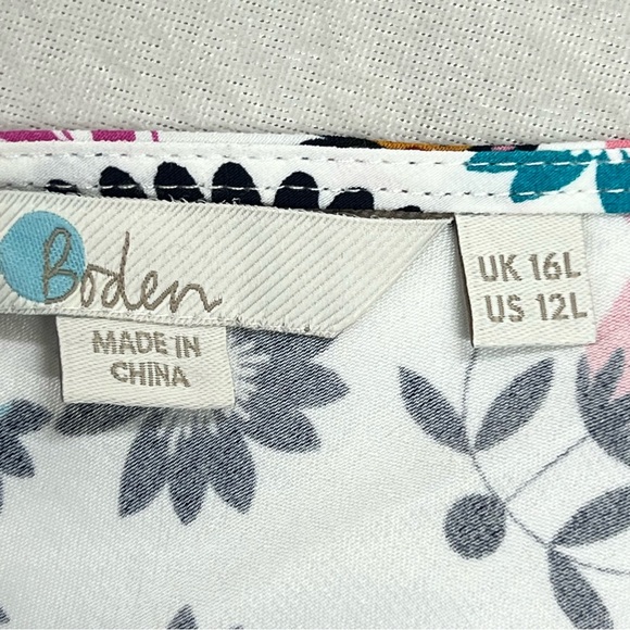 Boden Tessa Asymmetrical 12L Midi Dress Ivory Carnival Floral - Picture 4 of 10